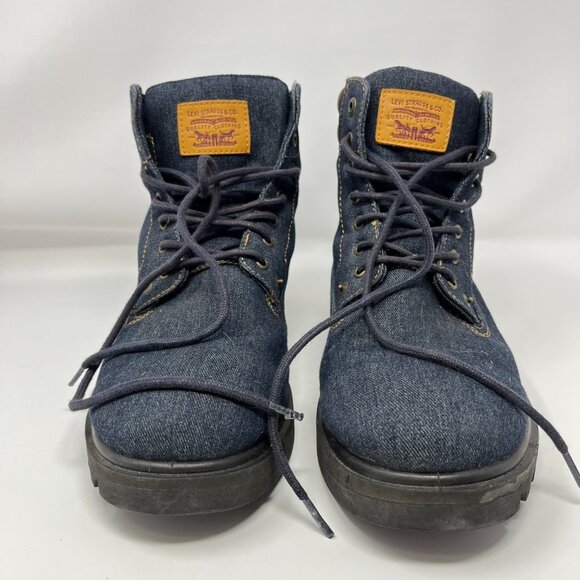 Levi Strauss Denim/Leather/Suede Lace Boots Shoes Men's Size 13 Blue/Black/Brown - Picture 5 of 15